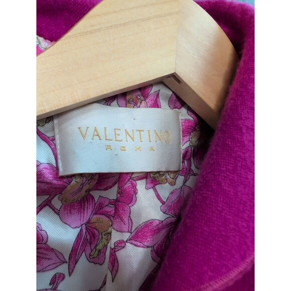 Valentino Roma Women Pink Fuchsia Blazer 42 italian Size 6 US Virgin Wool Lined - Picture 4 of 10